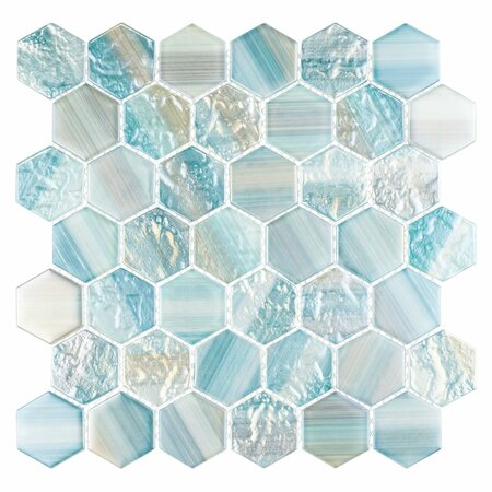 ANDOVA TILES Rochelle 2 in. x 2 in. Hexagon Honeycomb Glass Mosaic Wall Tile Andova Tiles